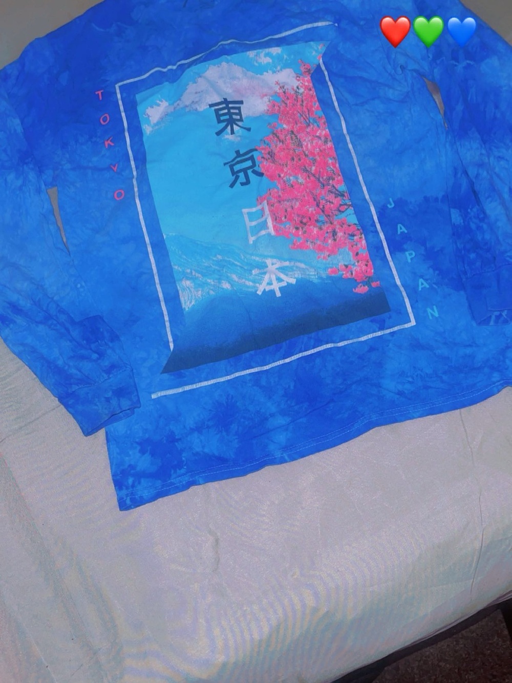 Tokyo Japan Blue Graphic Long Sleeve Shirt